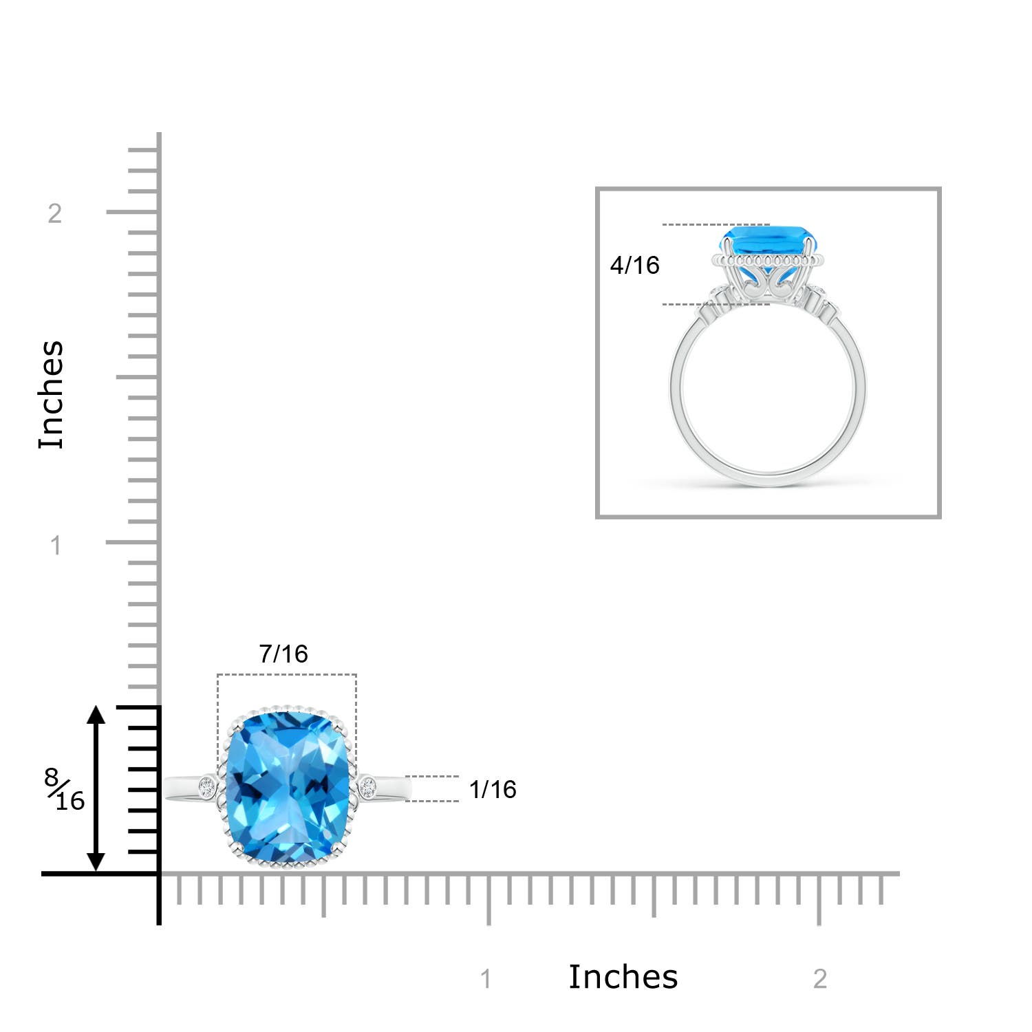 AAAA - Swiss Blue Topaz / 4.58 CT / 14 KT White Gold