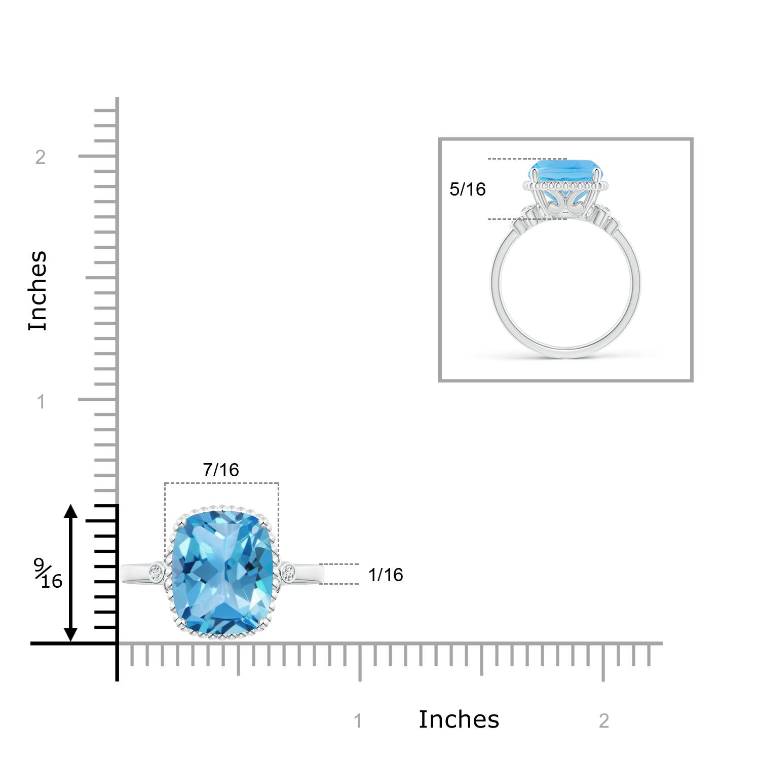 AA - Swiss Blue Topaz / 5.91 CT / 14 KT White Gold