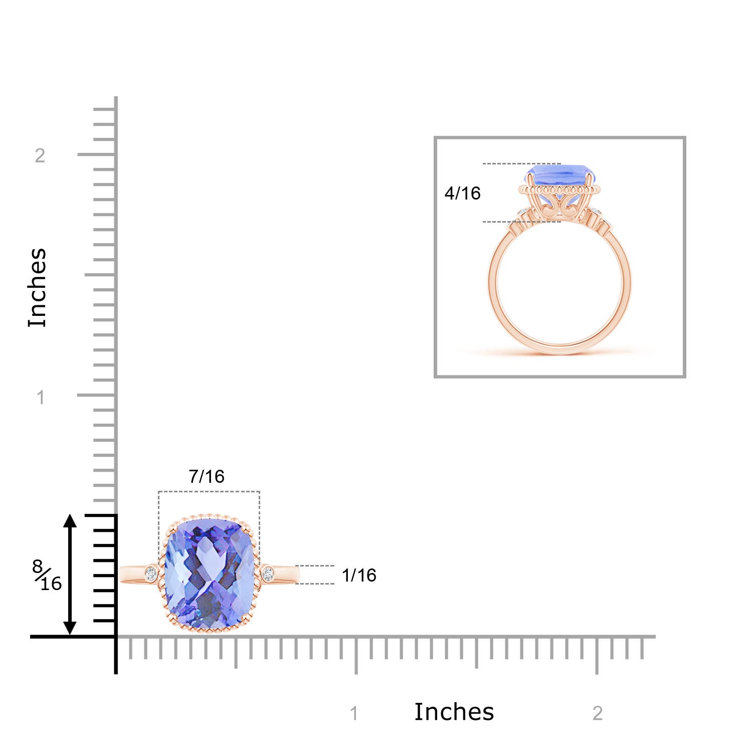 A - Tanzanite / 3.88 CT / 14 KT Rose Gold