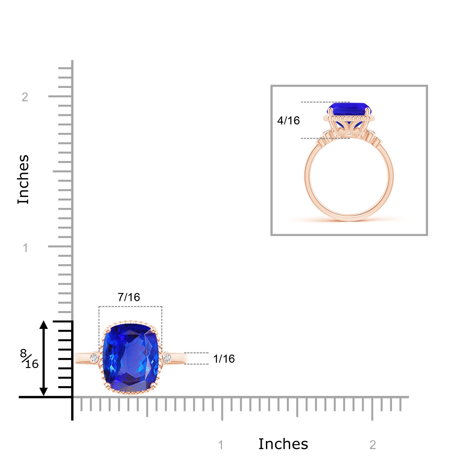 AAA - Tanzanite / 3.88 CT / 14 KT Rose Gold