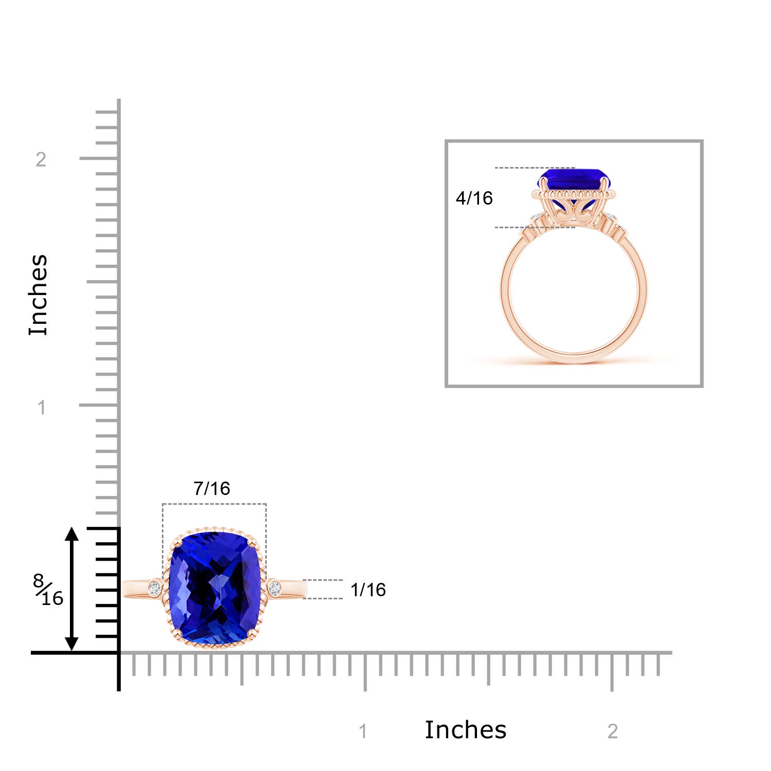 AAAA - Tanzanite / 3.88 CT / 14 KT Rose Gold