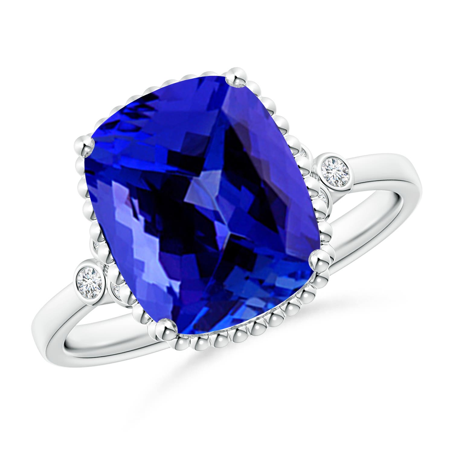 AAAA - Tanzanite / 3.88 CT / 14 KT White Gold