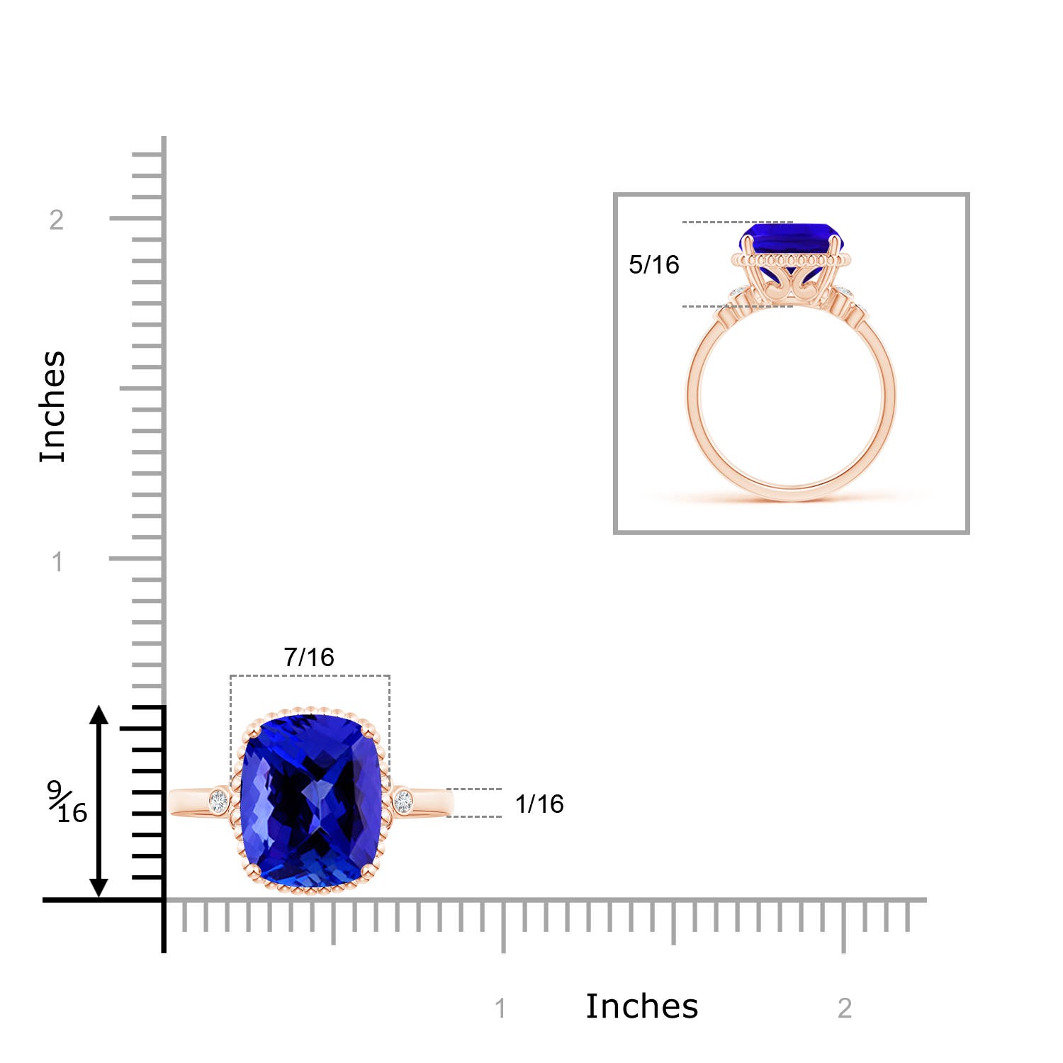 AAAA - Tanzanite / 4.61 CT / 14 KT Rose Gold