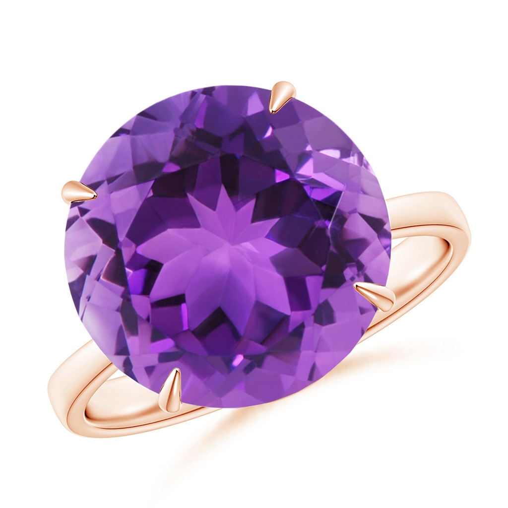 13mm AAA Claw-Set Round Amethyst Cocktail Ring in Rose Gold
