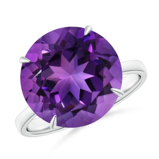 13mm AAAA Claw-Set Round Amethyst Cocktail Ring in White Gold
