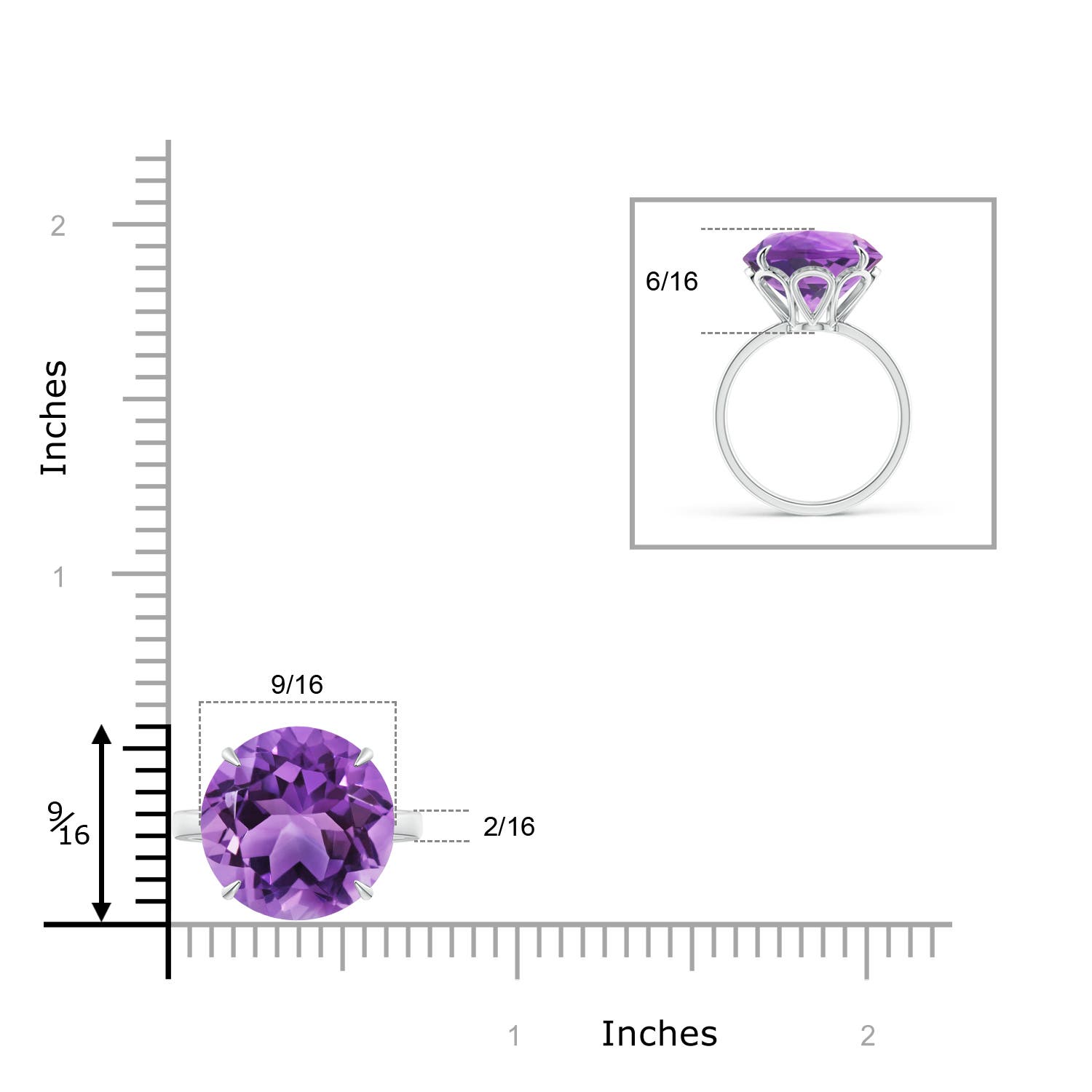AA - Amethyst / 8.5 CT / 14 KT White Gold