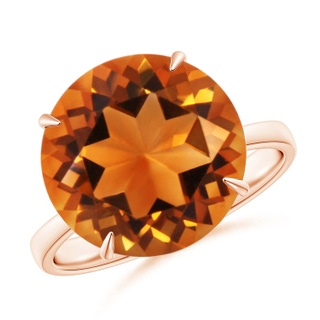 13mm AAAA Claw-Set Round Citrine Cocktail Ring in Rose Gold