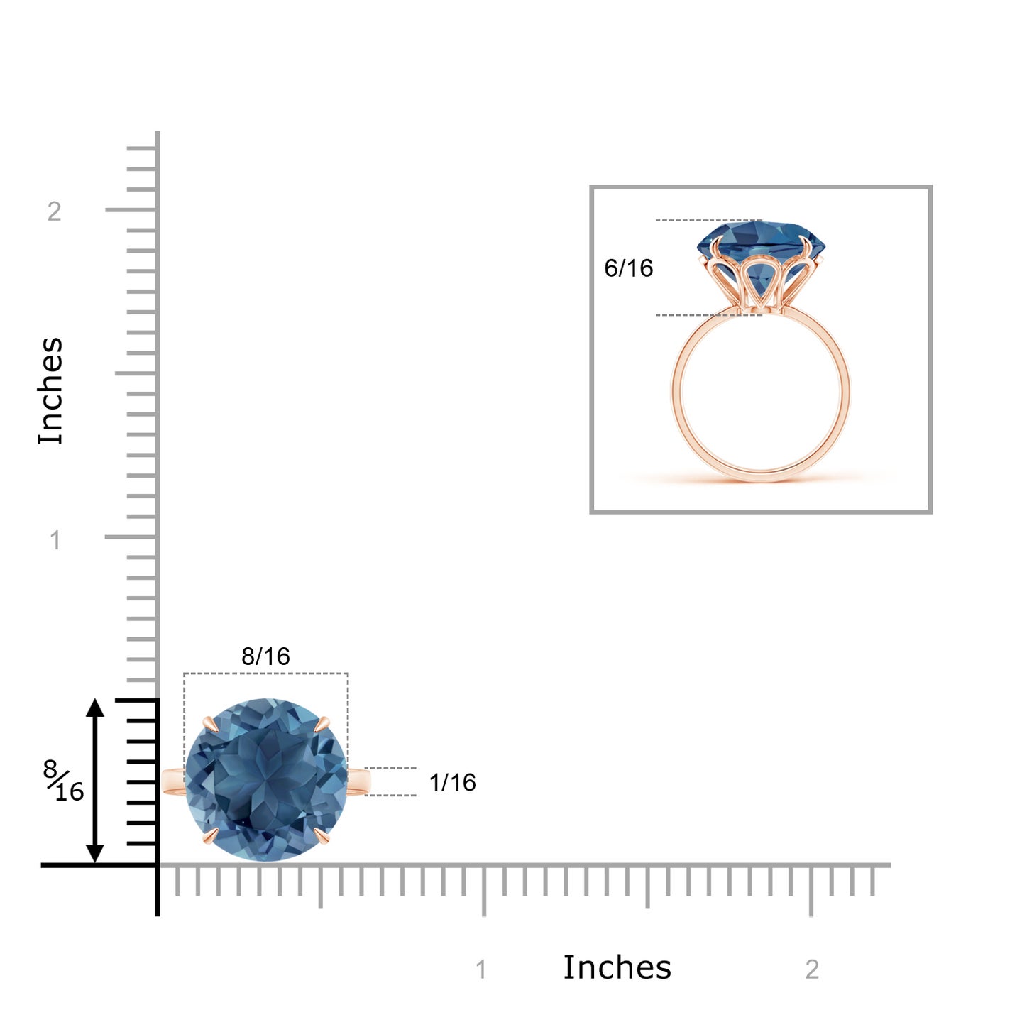 Claw-Set Round London Blue Topaz Cocktail Ring