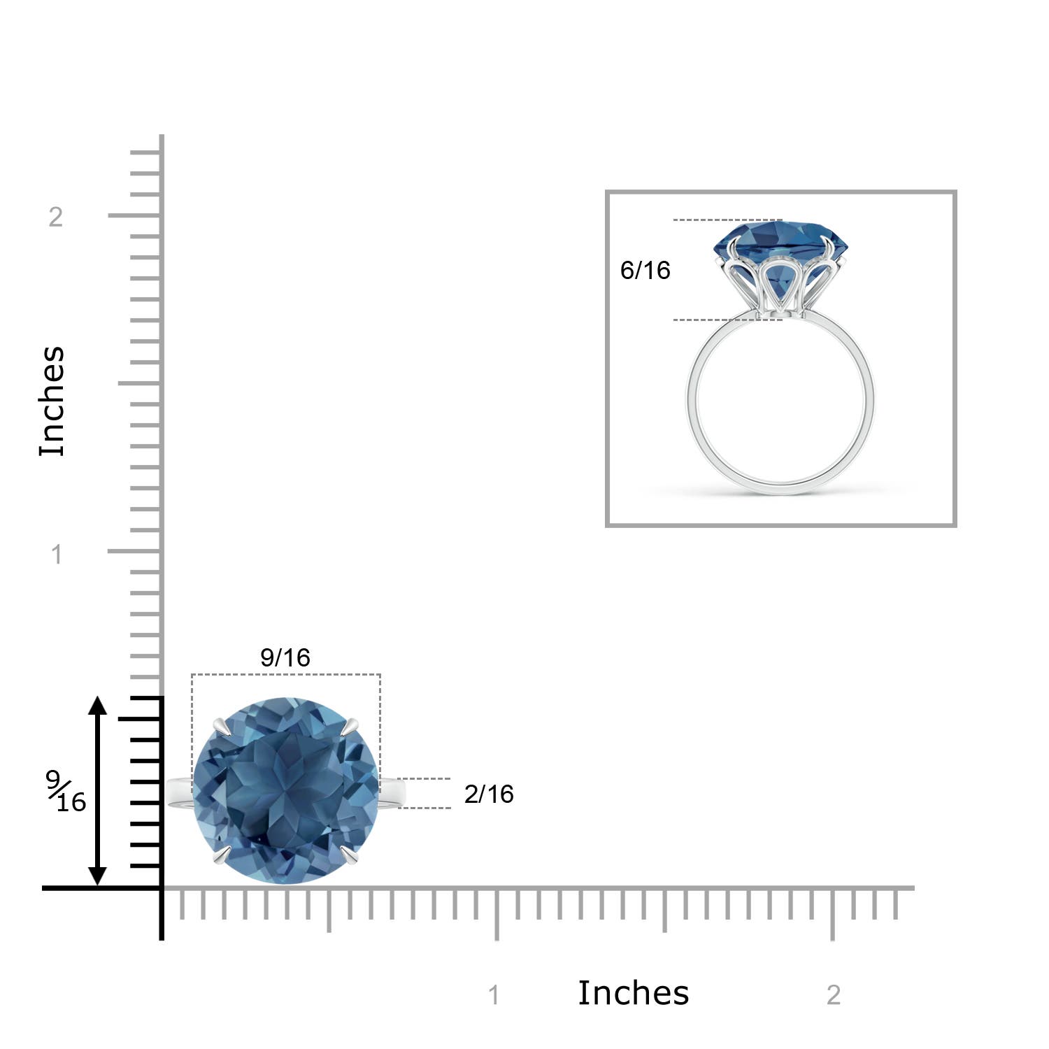 A - London Blue Topaz / 12 CT / 14 KT White Gold