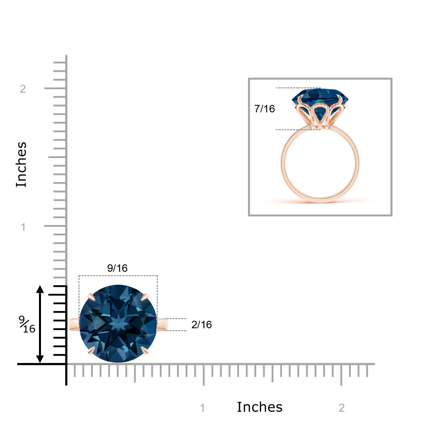 AAAA - London Blue Topaz / 15 CT / 14 KT Rose Gold