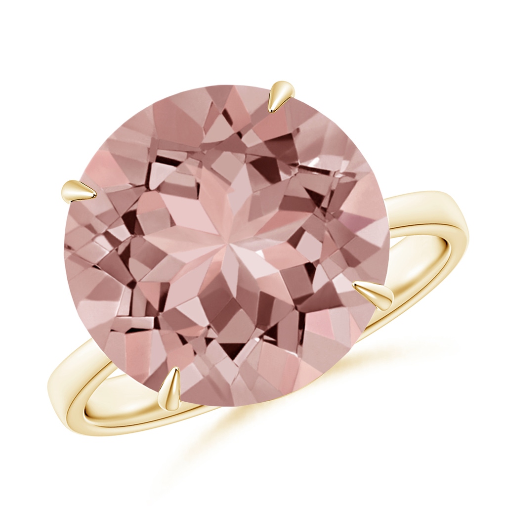 12mm AAAA Claw-Set Round Morganite Cocktail Ring in 18K Yellow Gold