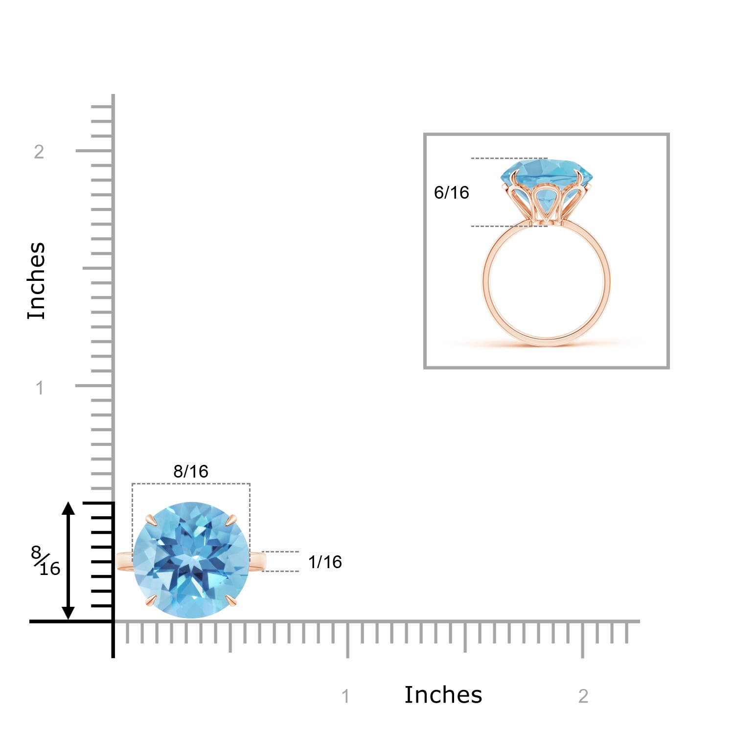 A - Swiss Blue Topaz / 9.6 CT / 14 KT Rose Gold