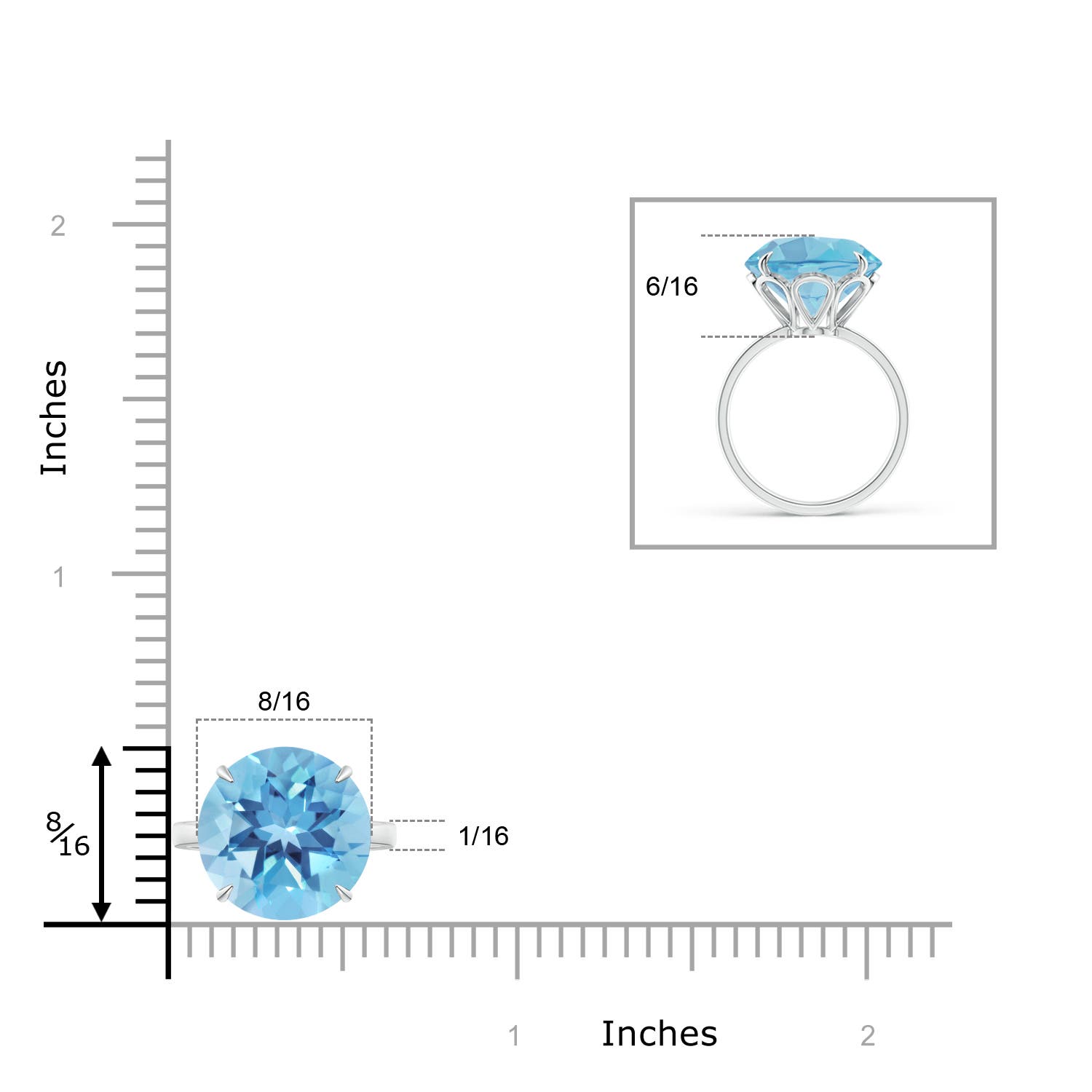 A - Swiss Blue Topaz / 9.6 CT / 14 KT White Gold