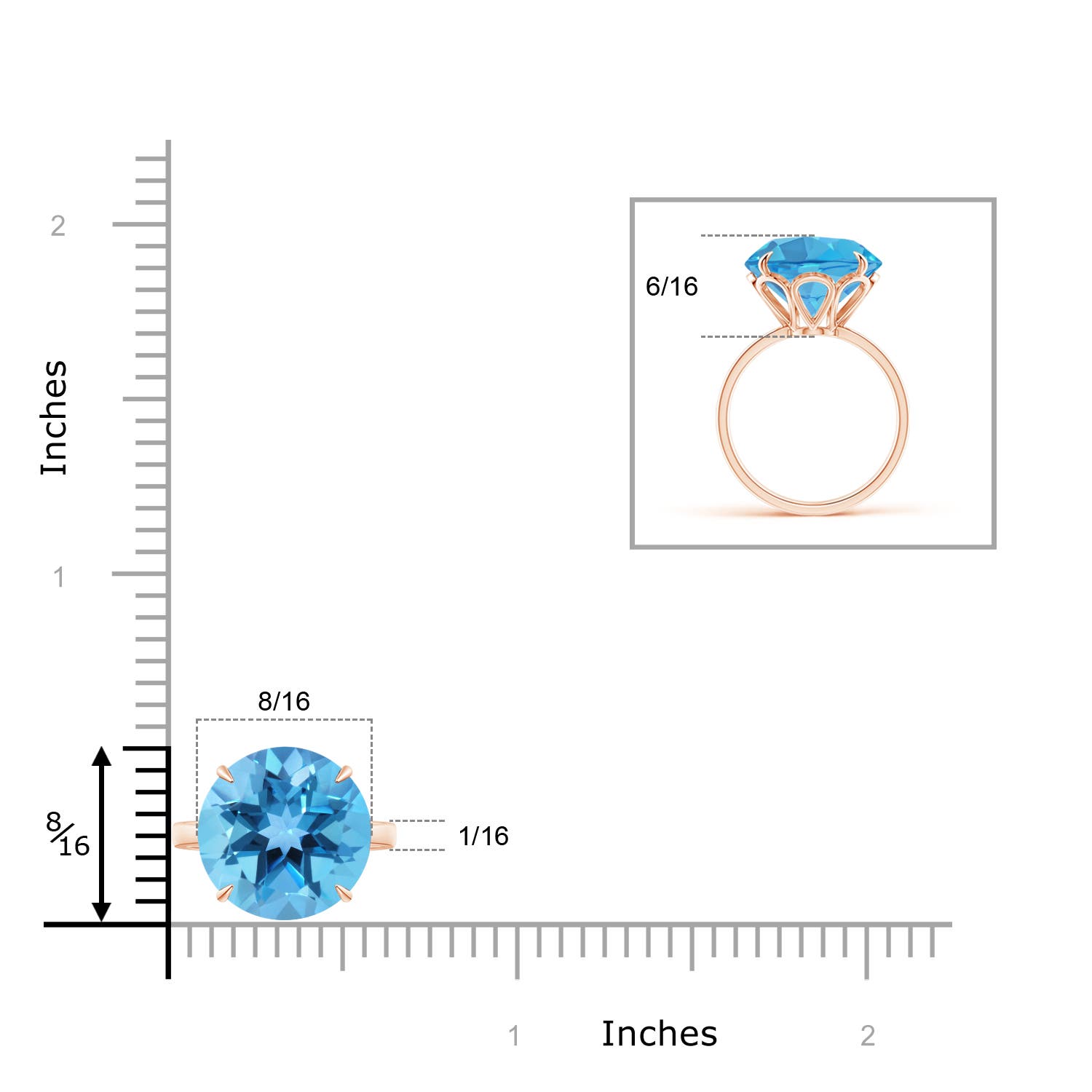 AA - Swiss Blue Topaz / 9.6 CT / 14 KT Rose Gold