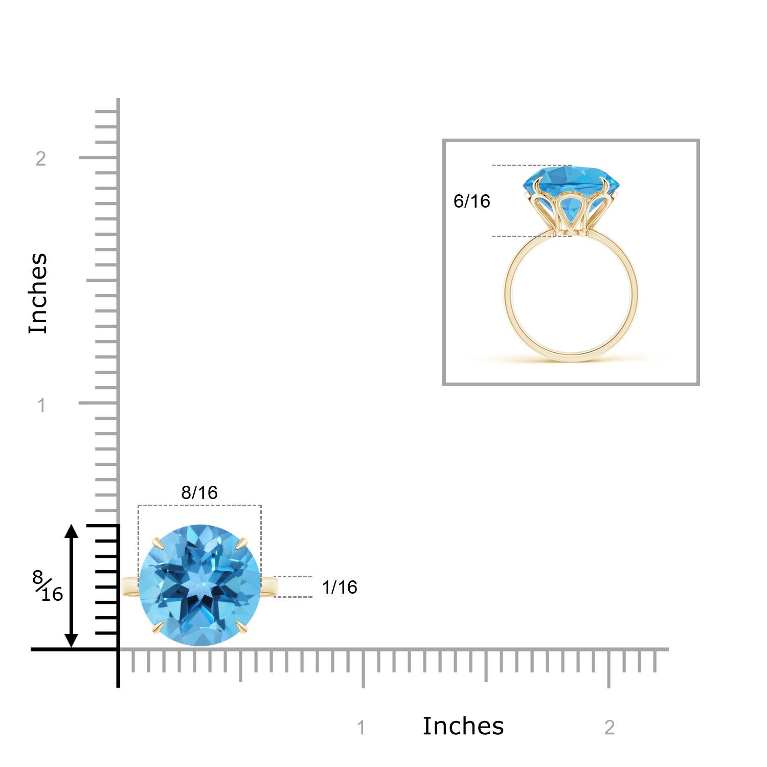 AA - Swiss Blue Topaz / 9.6 CT / 14 KT Yellow Gold