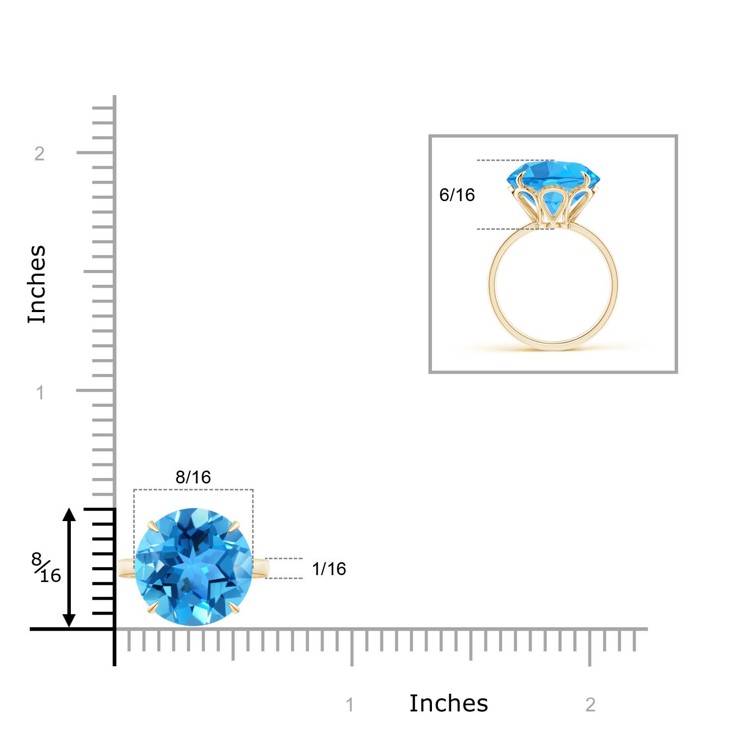 AAA - Swiss Blue Topaz / 9.6 CT / 14 KT Yellow Gold