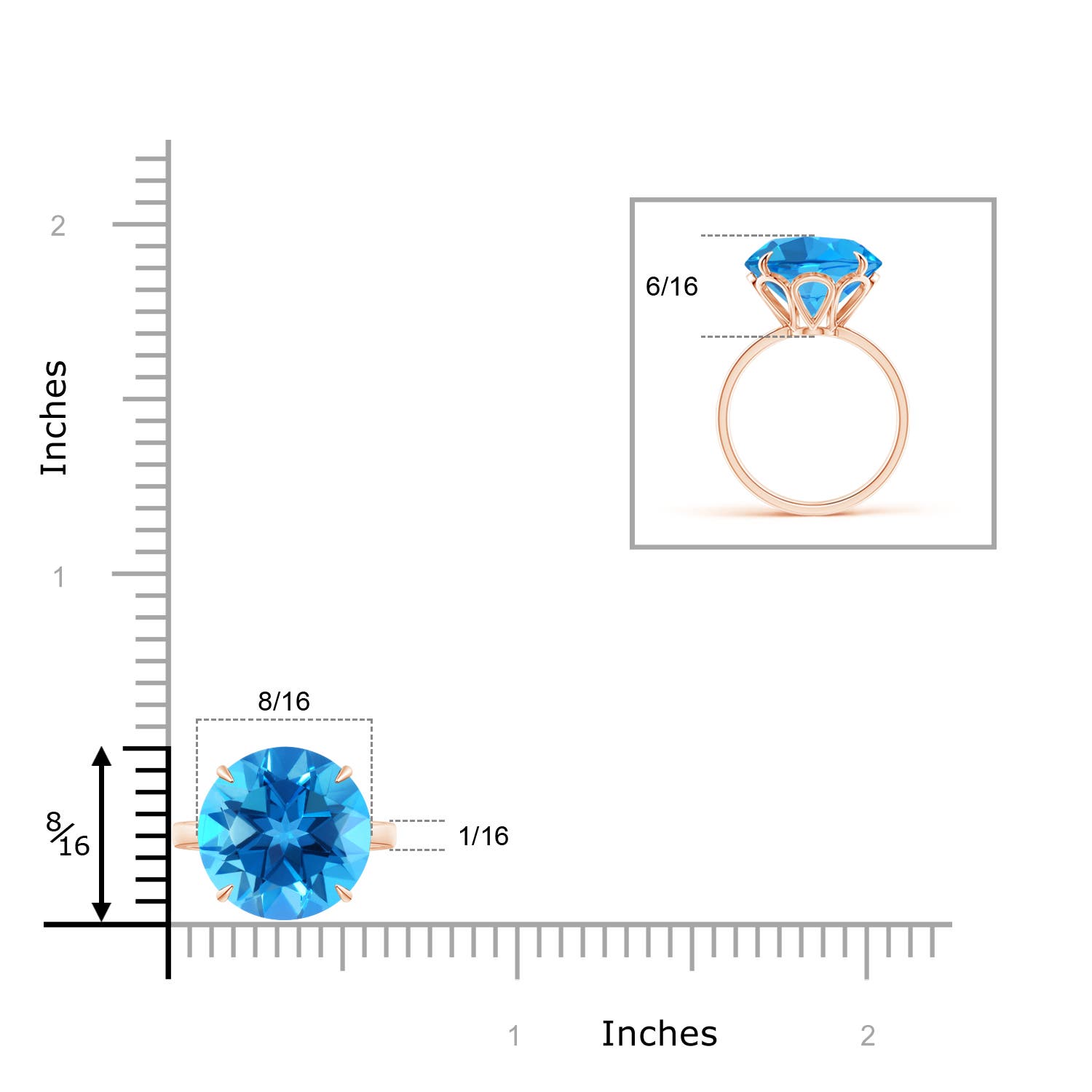 AAAA - Swiss Blue Topaz / 9.6 CT / 14 KT Rose Gold