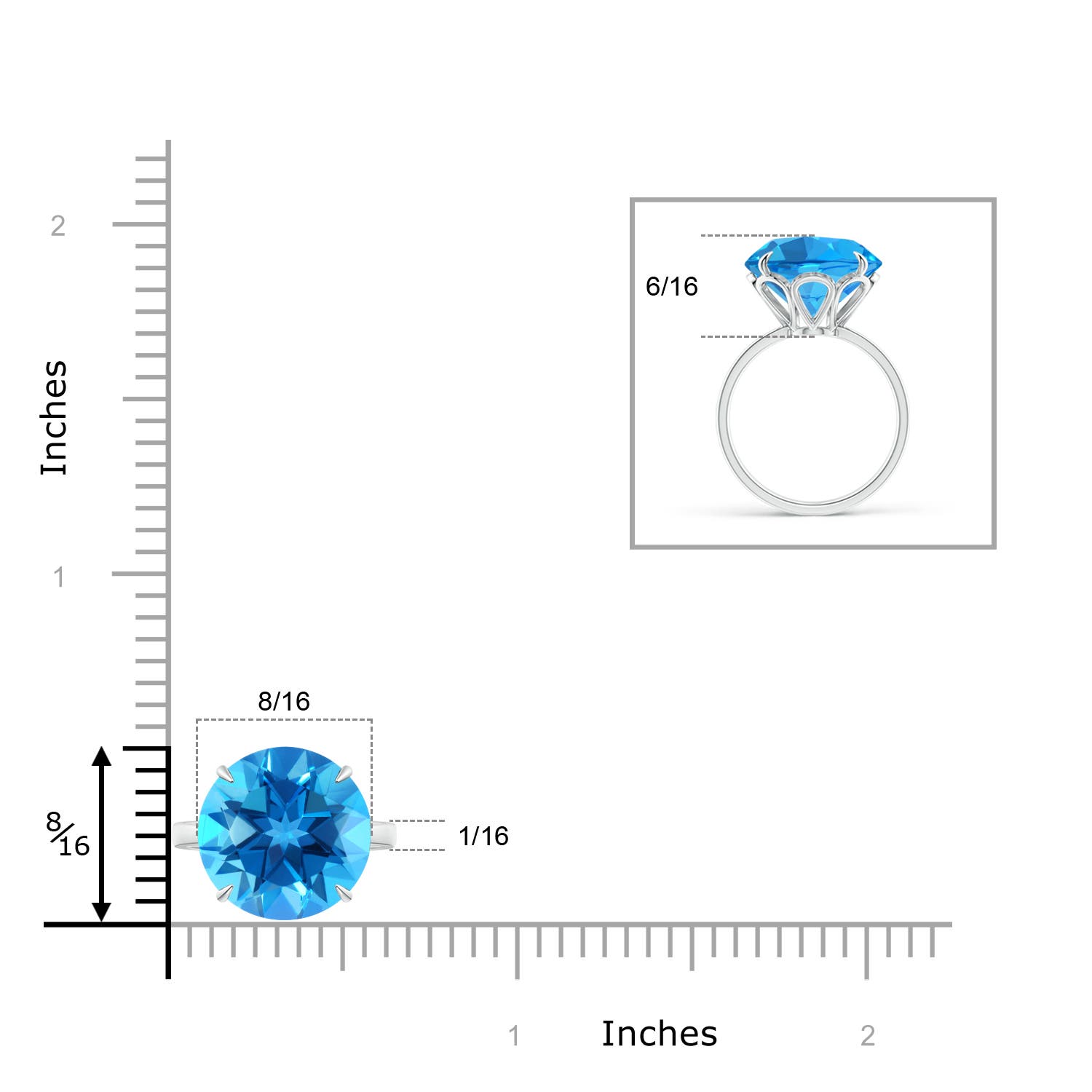 AAAA - Swiss Blue Topaz / 9.6 CT / 14 KT White Gold