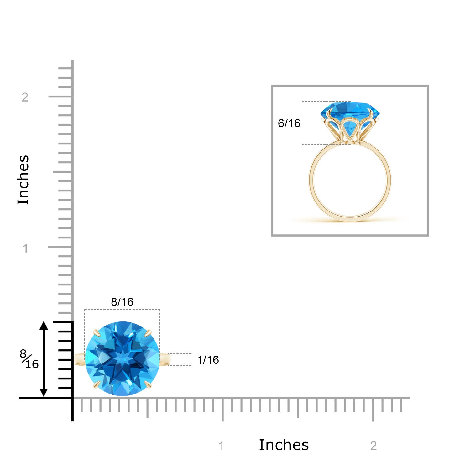 AAAA - Swiss Blue Topaz / 9.6 CT / 14 KT Yellow Gold