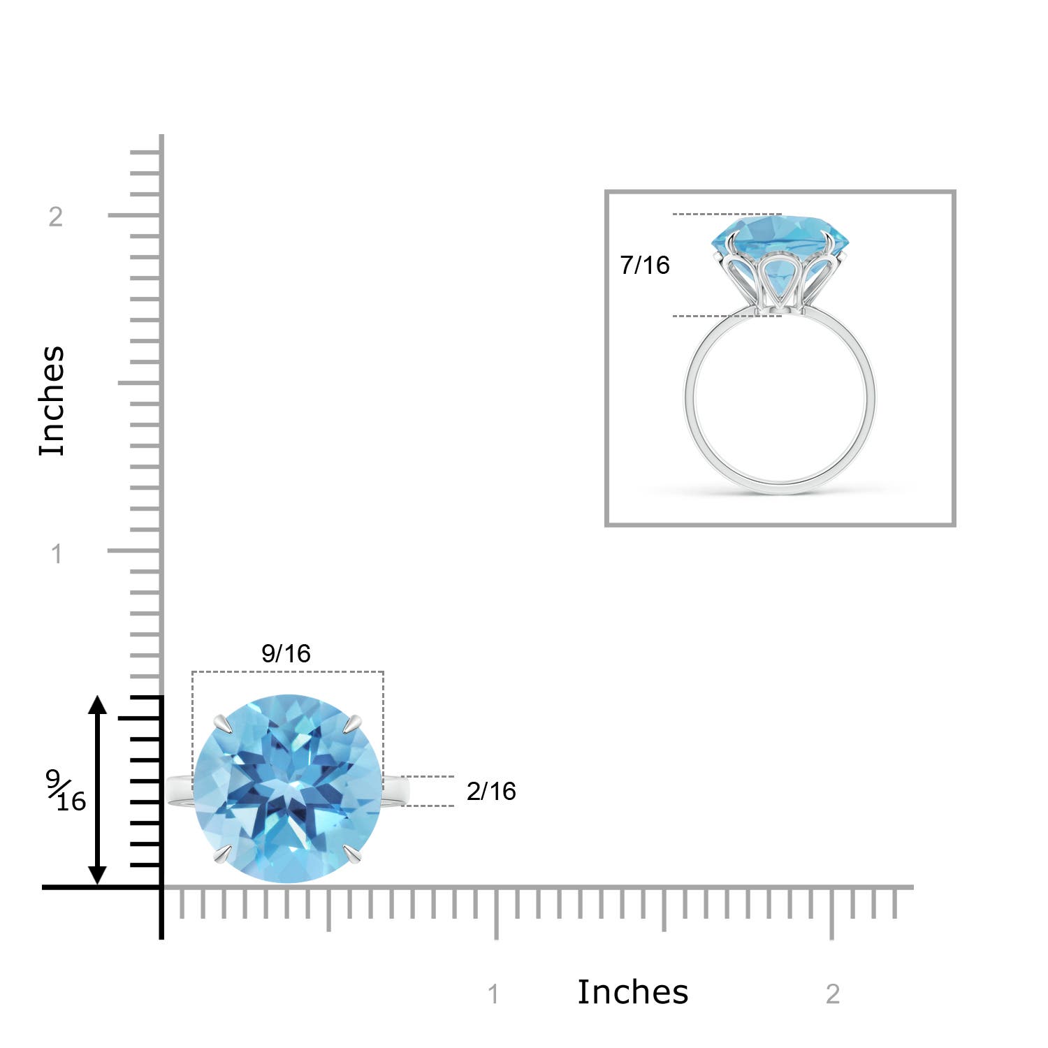 A - Swiss Blue Topaz / 15 CT / 14 KT White Gold