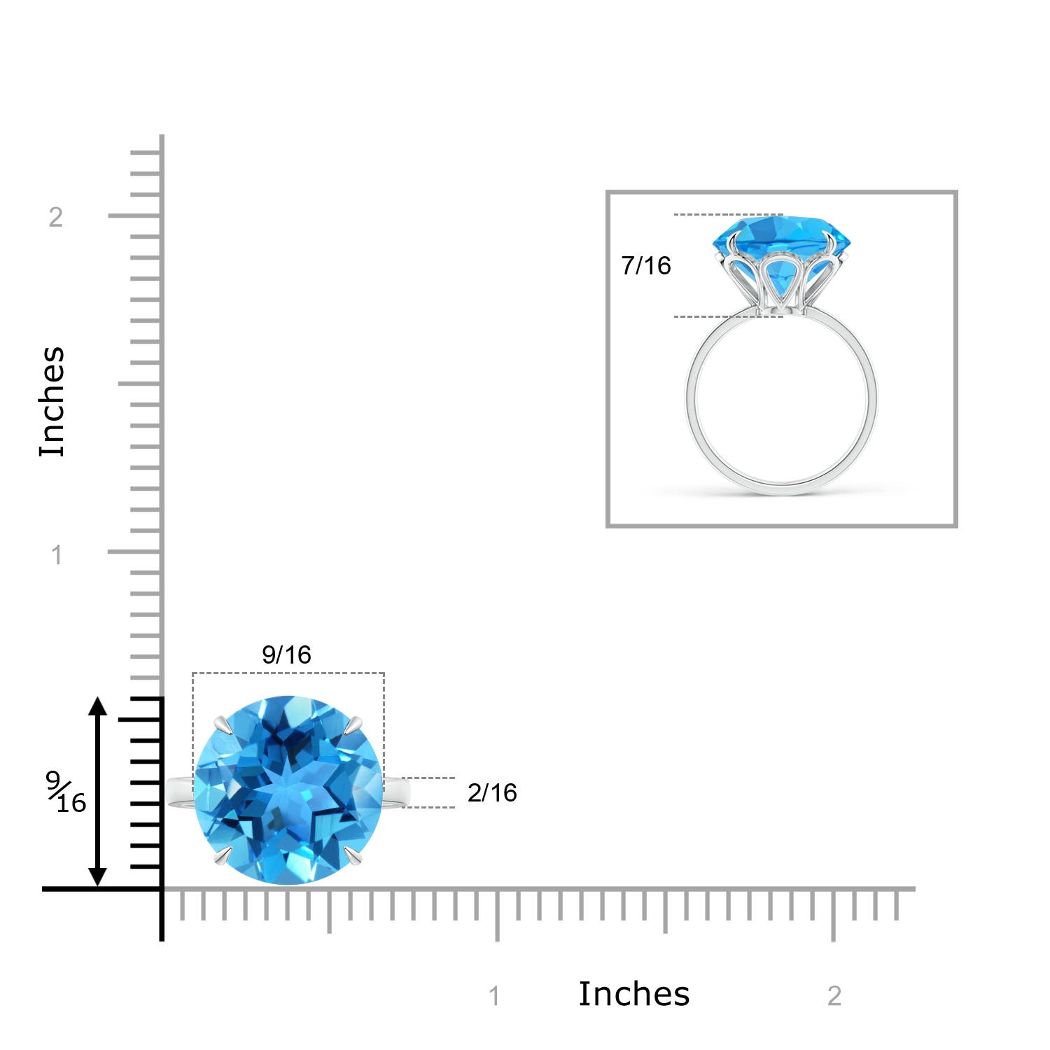 AAA - Swiss Blue Topaz / 15 CT / 14 KT White Gold