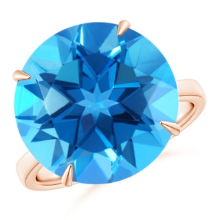 15mm AAAA Claw-Set Round Swiss Blue Topaz Cocktail Ring in Rose Gold
