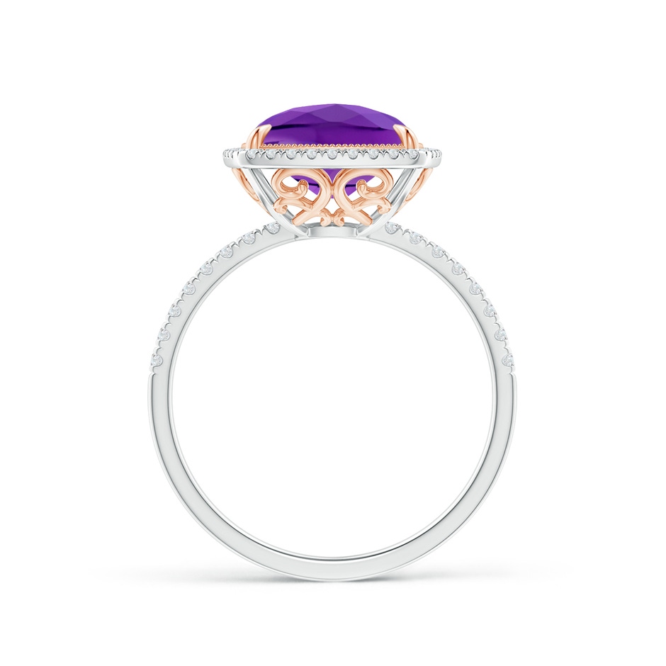 11x9mm AAA Cushion Amethyst and Diamond Halo Ring in Two Tone in White Gold Rose Gold product image