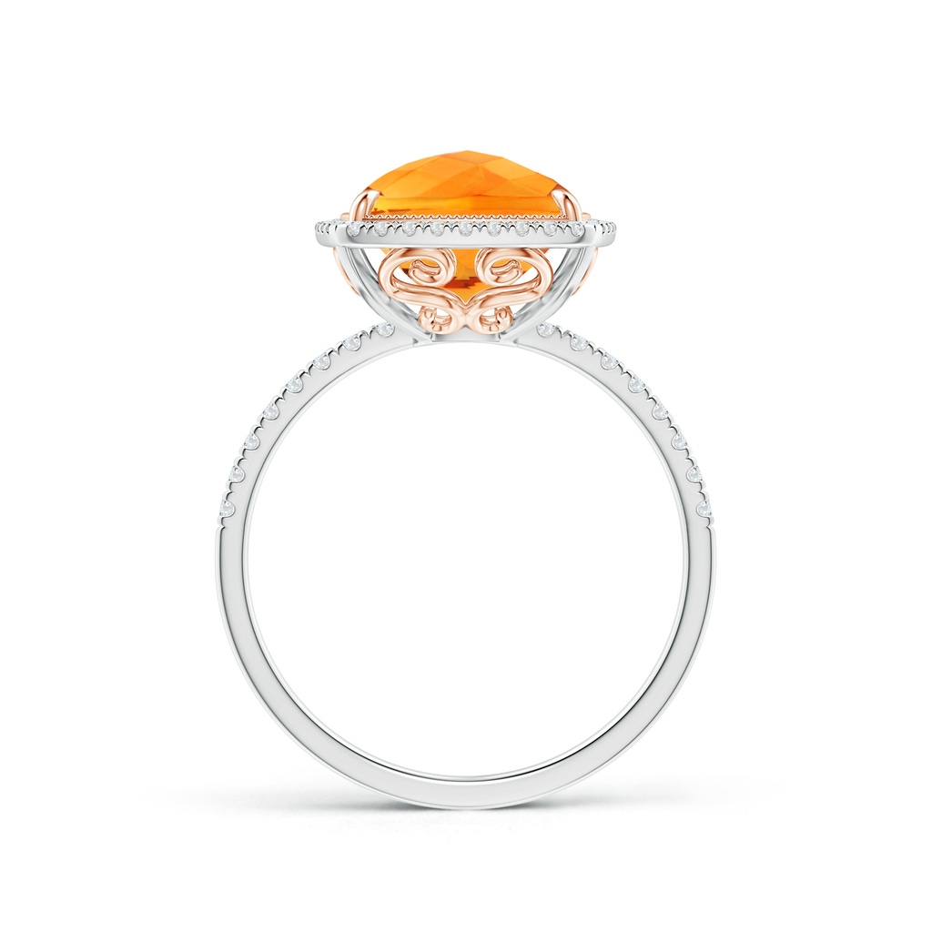11x9mm AAA Cushion Citrine and Diamond Halo Ring in Two Tone in White Gold Rose Gold Side-1