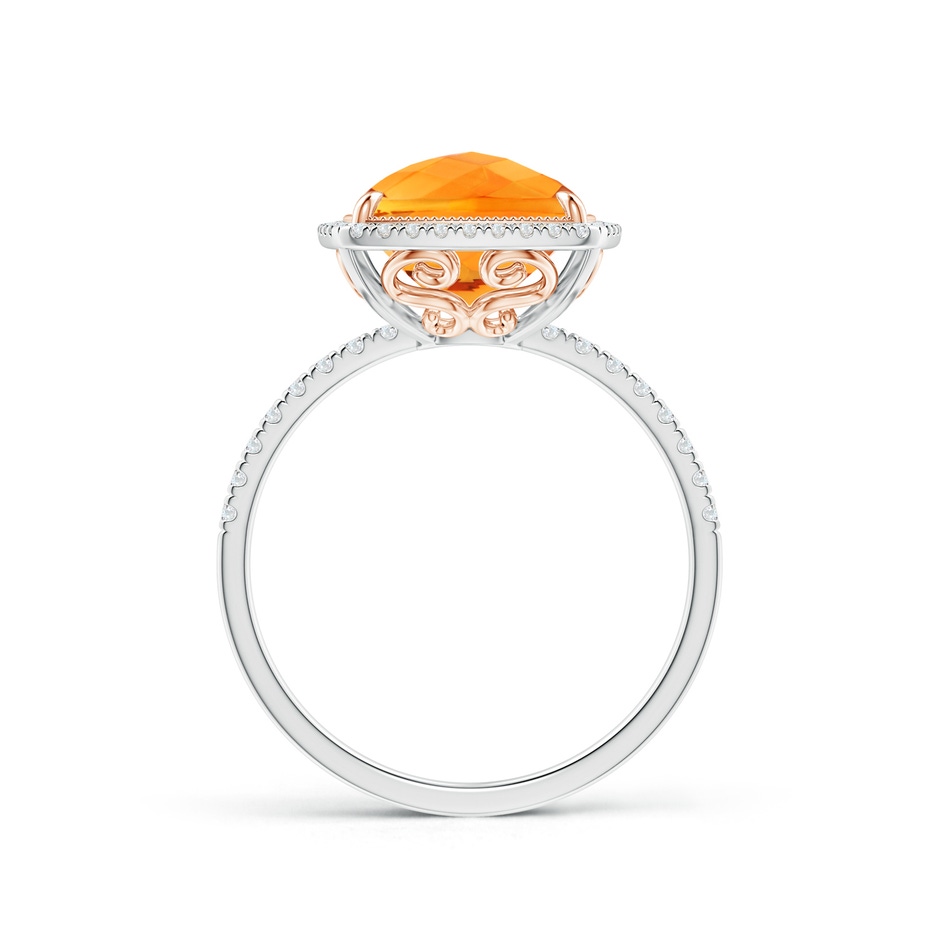 11x9mm AAA Cushion Citrine and Diamond Halo Ring in Two Tone in White Gold Rose Gold Side-1