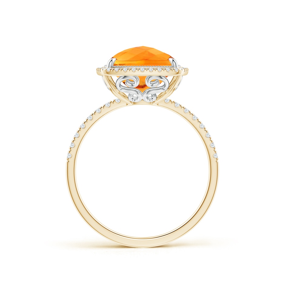 11x9mm AAA Cushion Citrine and Diamond Halo Ring in Two Tone in Yellow Gold White Gold side-1