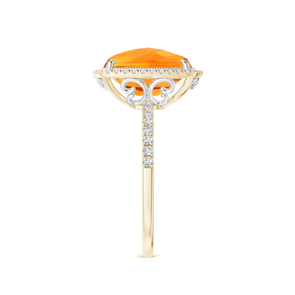 11x9mm AAA Cushion Citrine and Diamond Halo Ring in Two Tone in Yellow Gold White Gold side-2