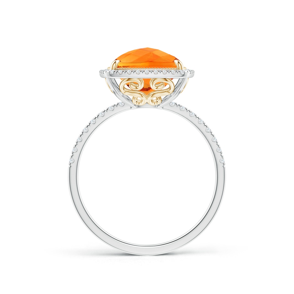 11x9mm AAAA Cushion Citrine and Diamond Halo Ring in Two Tone in White Gold Yellow Gold side-1