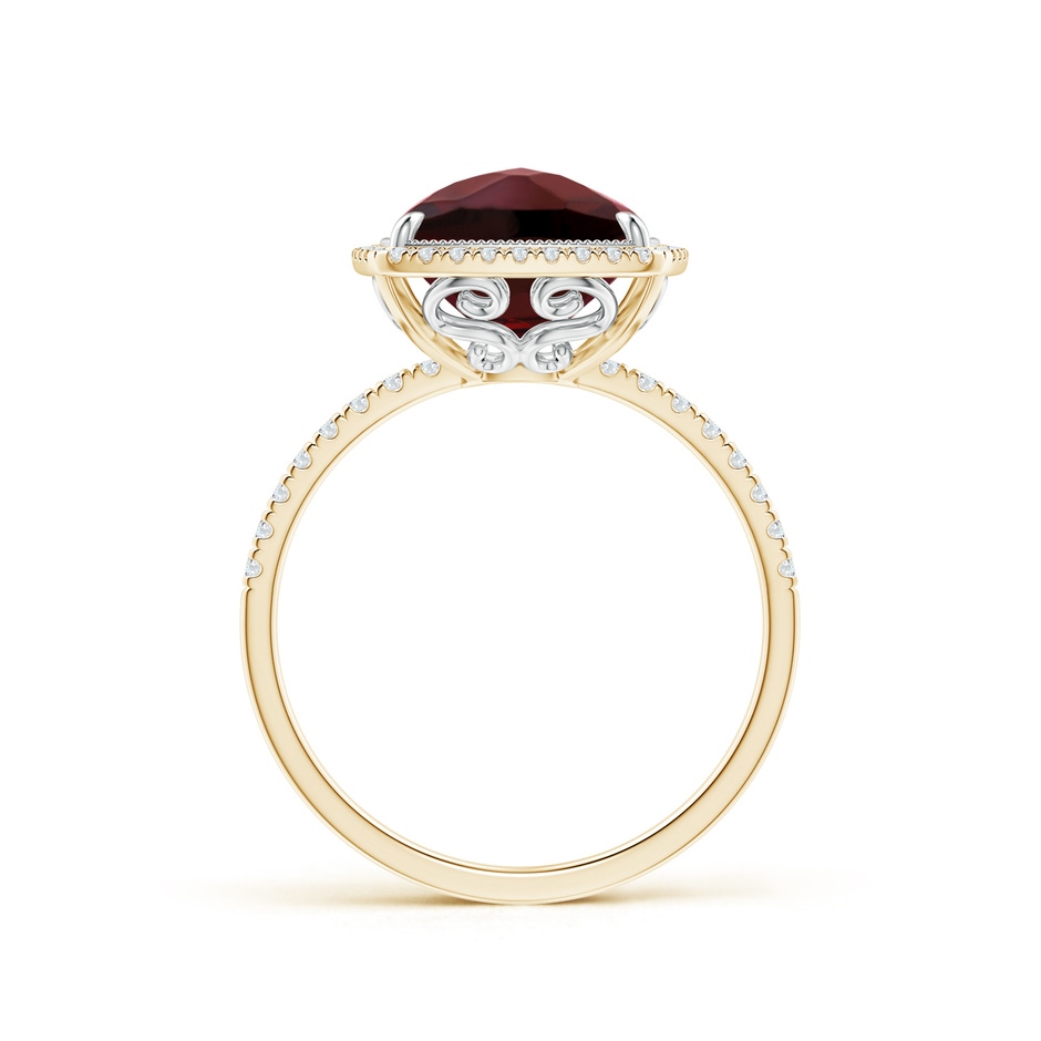 11x9mm AAA Cushion Garnet and Diamond Halo Ring in Two Tone in 10K Yellow Gold 10K White Gold side-1