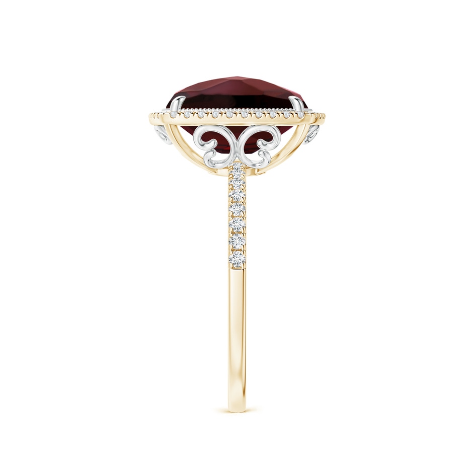 11x9mm AAA Cushion Garnet and Diamond Halo Ring in Two Tone in 10K Yellow Gold 10K White Gold side-2