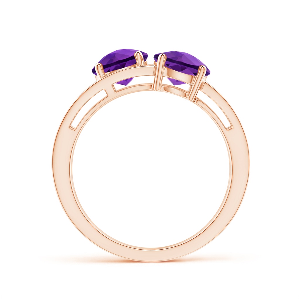 6mm AAA Round Amethyst Three Stone Multi Row Ring in Rose Gold Product Image