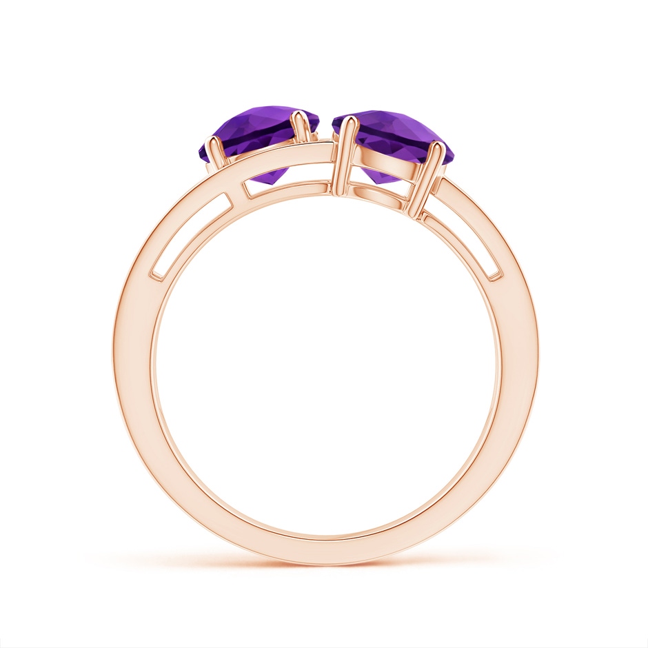 6mm AAA Round Amethyst Three Stone Multi Row Ring in Rose Gold product image