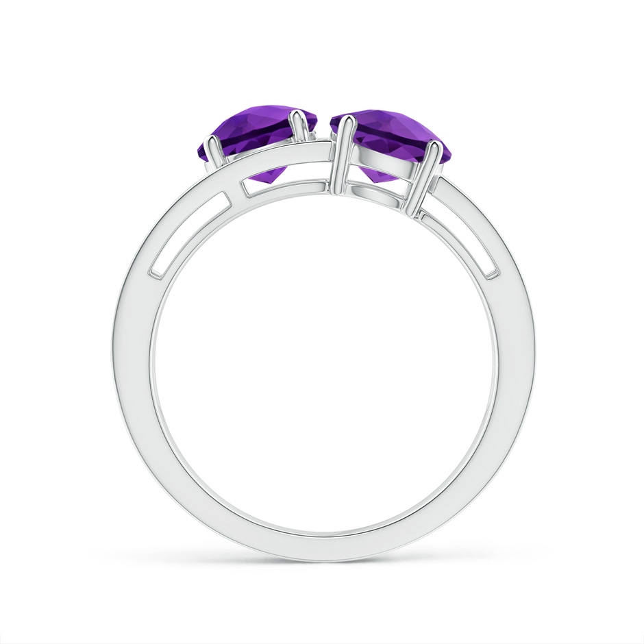 6mm AAA Round Amethyst Three Stone Multi Row Ring in White Gold product image
