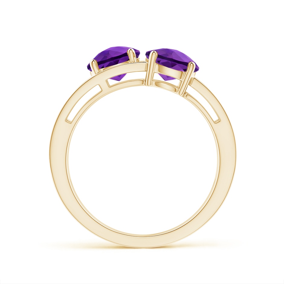 6mm AAA Round Amethyst Three Stone Multi Row Ring in Yellow Gold product image