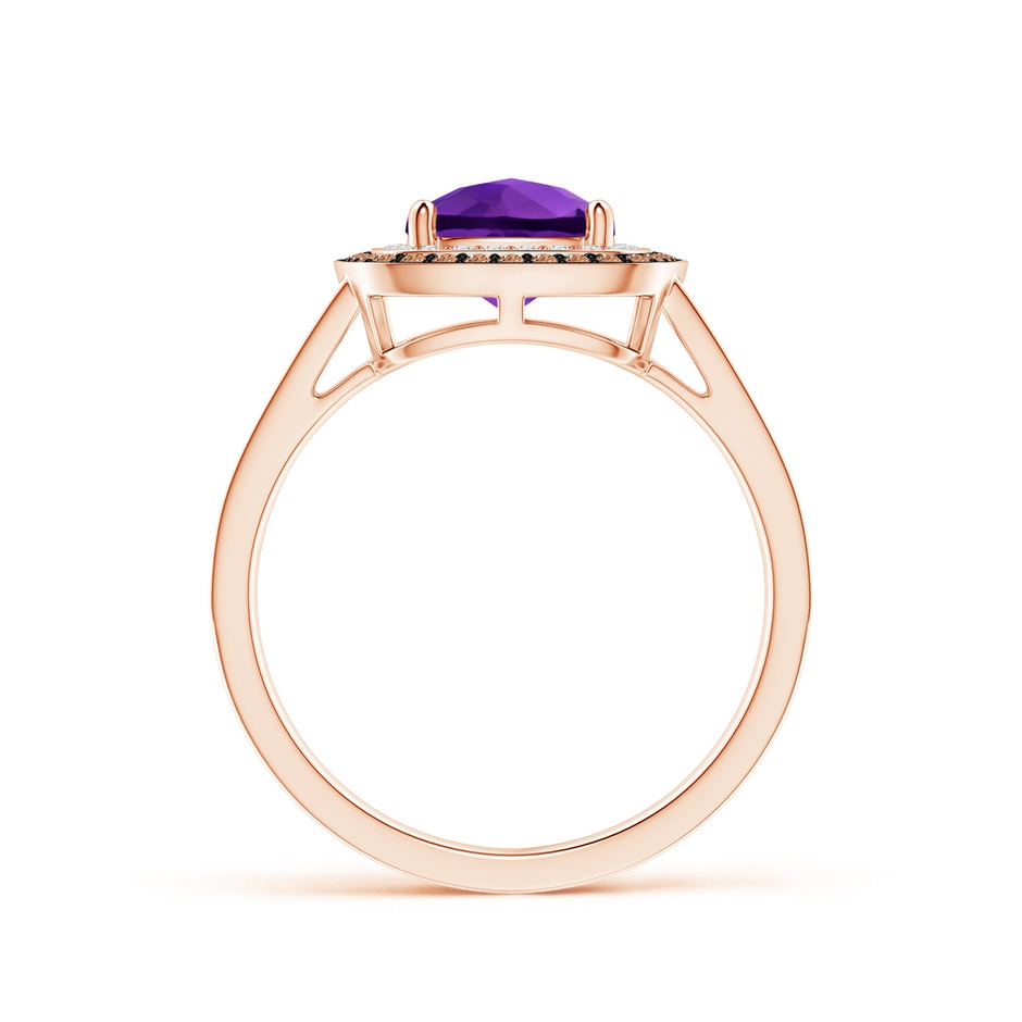 7mm AAAA Cushion Amethyst Split Shank Ring with Double Halo in Rose Gold product image