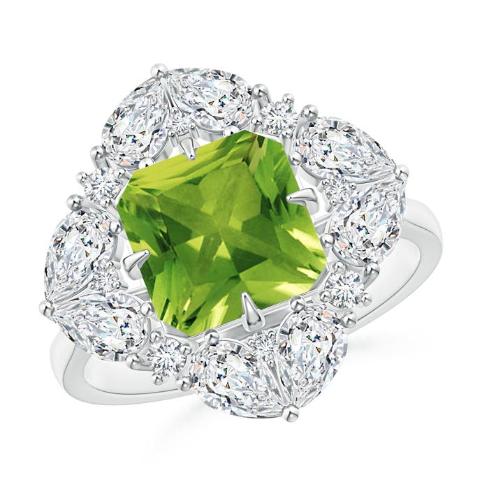 AAAA - Peridot / 3.73 CT / 14 KT White Gold