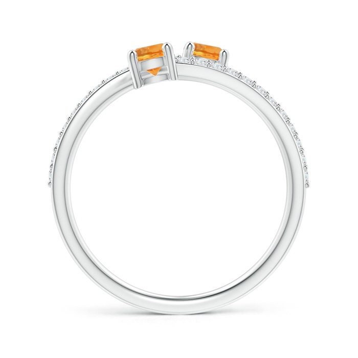 5mm AAA Classic Citrine Two Stone Bypass Ring with Diamond Accents in White Gold product image