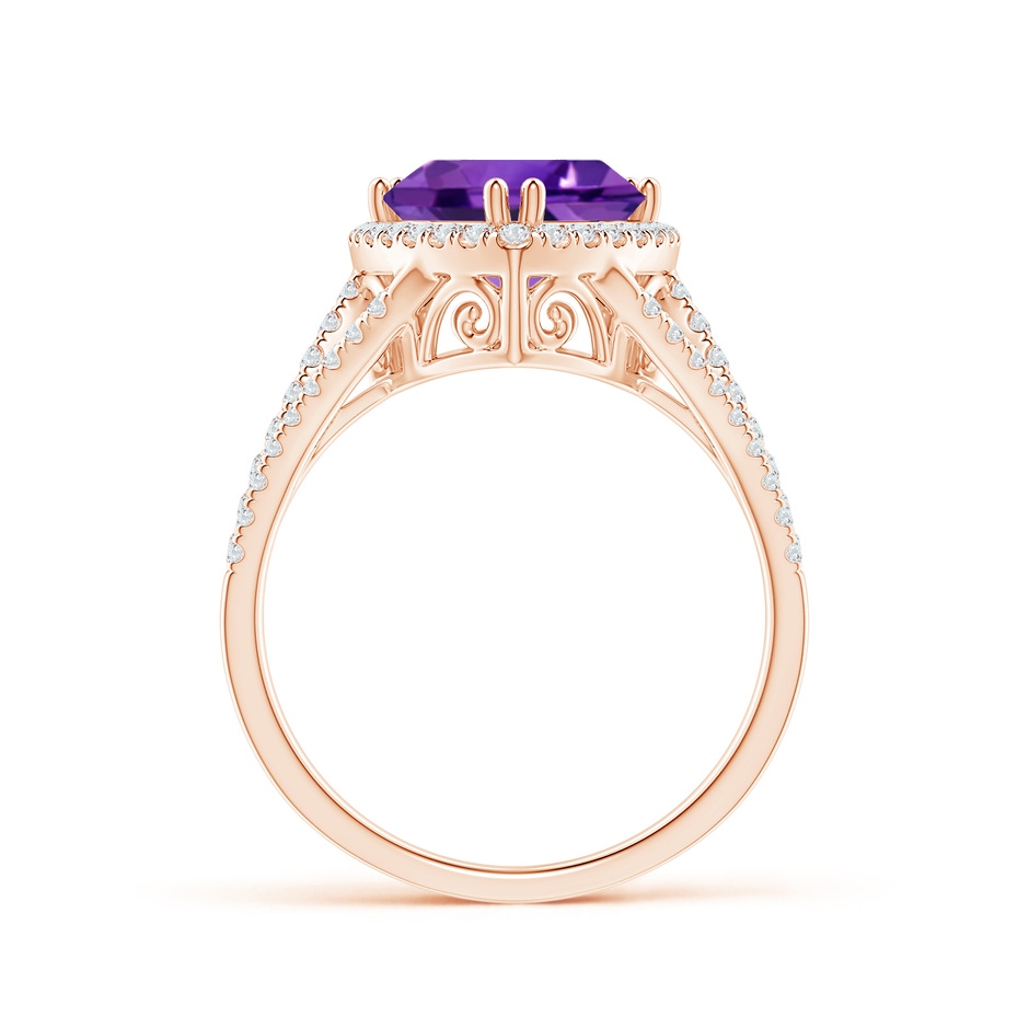 9mm AAAA Trillion Amethyst Cocktail Ring with Diamond Accents in Rose Gold product image