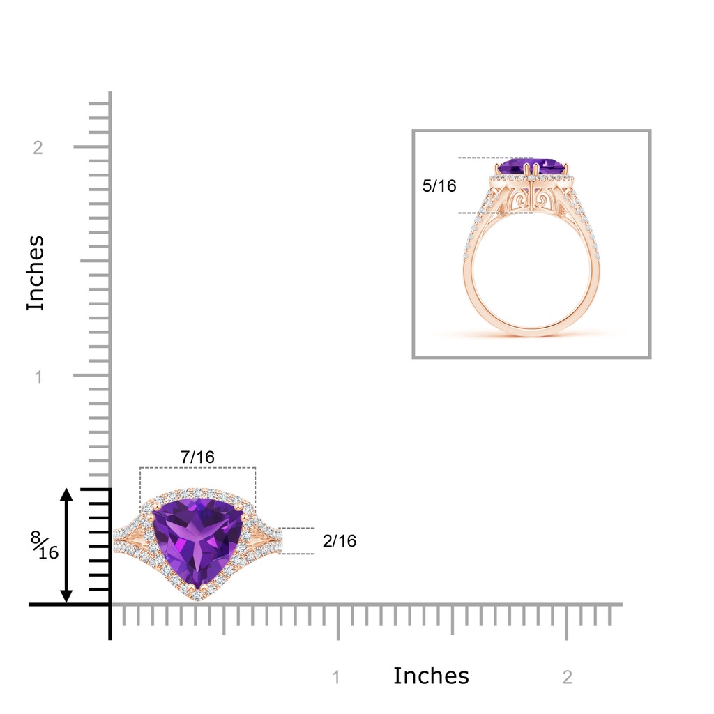 9mm AAAA Trillion Amethyst Cocktail Ring with Diamond Accents in Rose Gold Product Image