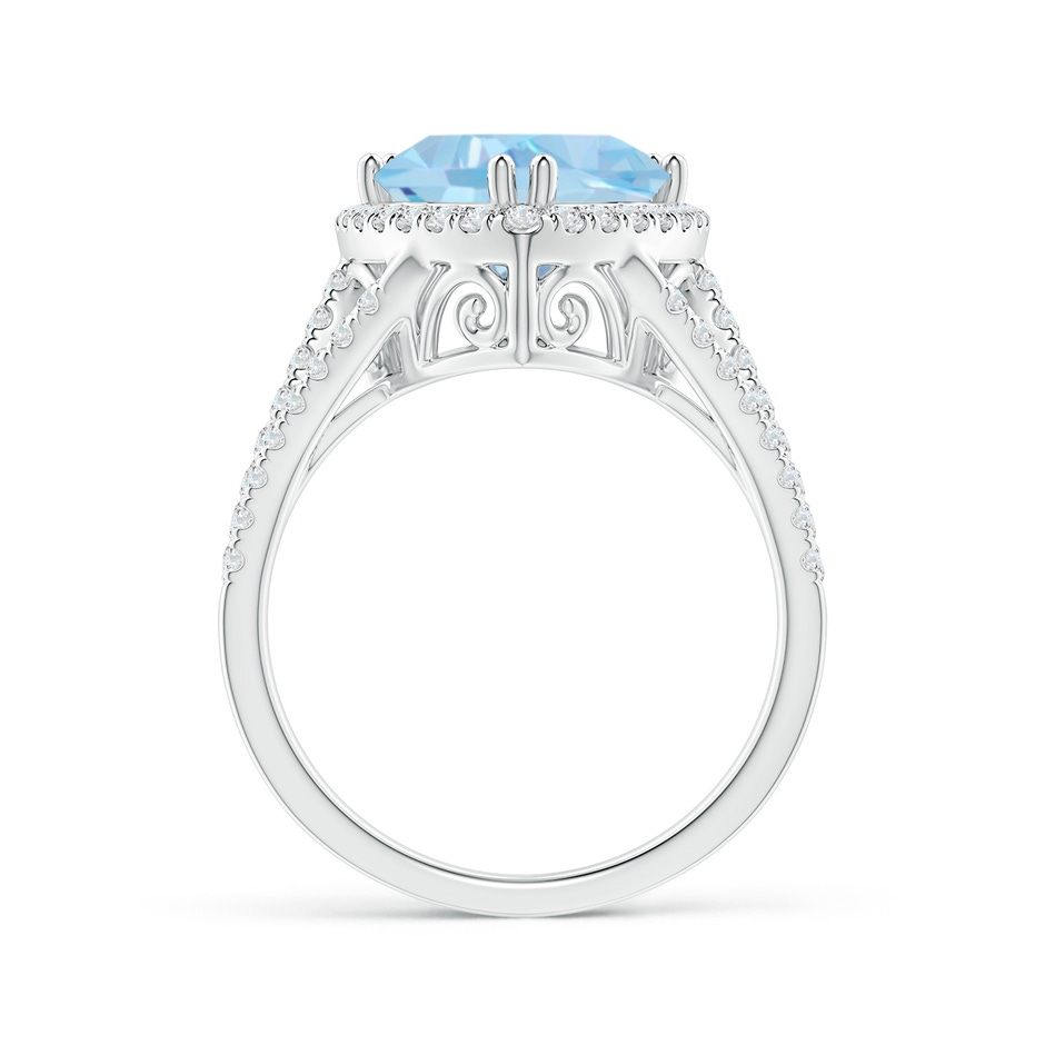 10mm AAA Trillion Aquamarine Cocktail Ring with Diamond Accents in White Gold side-1