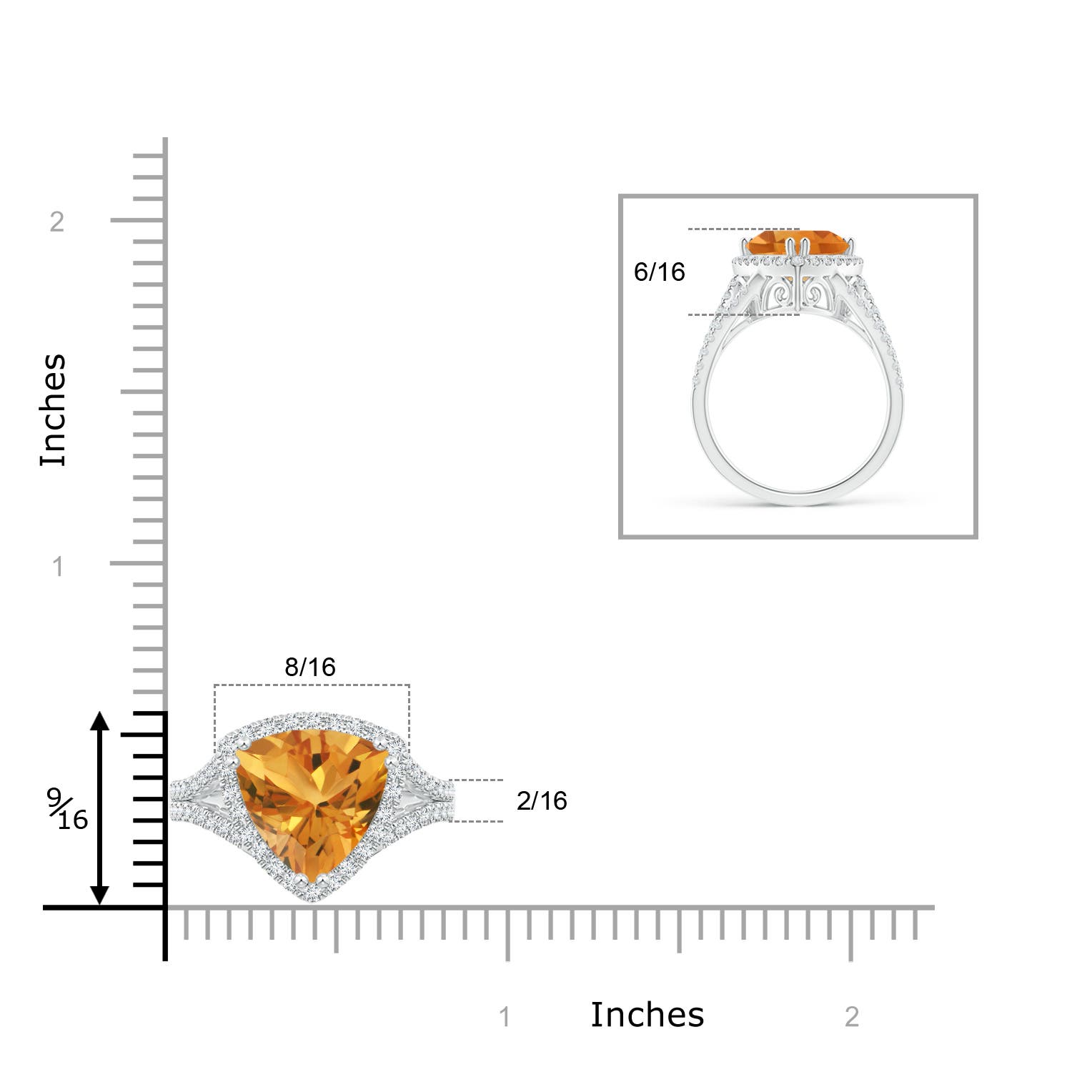 AA - Citrine / 3.16 CT / 14 KT White Gold