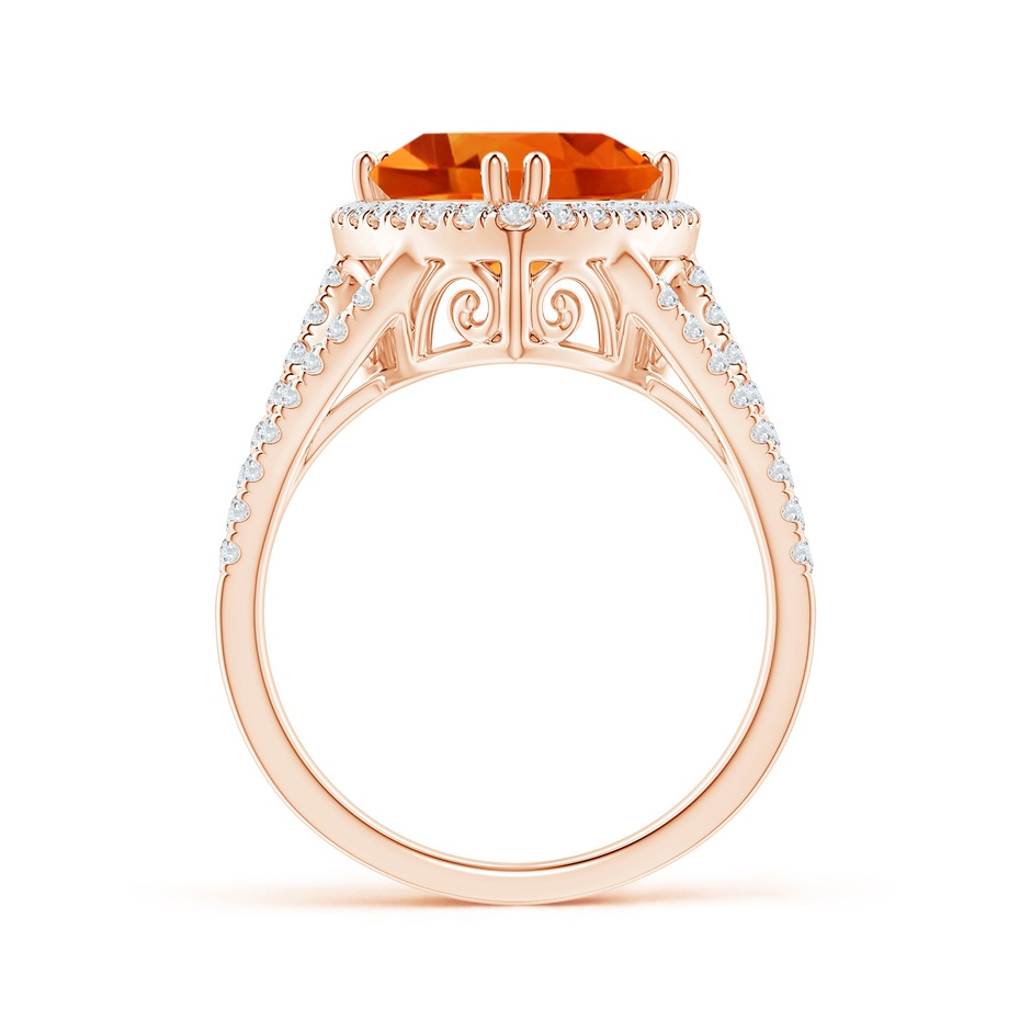 10mm AAAA Trillion Citrine Cocktail Ring with Diamond Accents in Rose Gold side-1