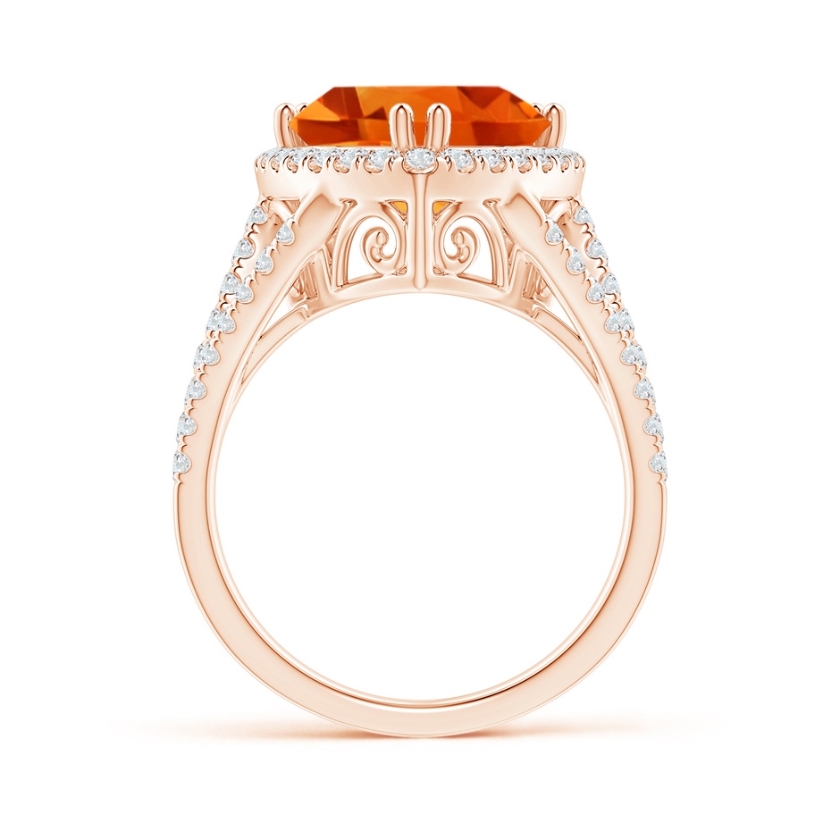 11mm AAAA Trillion Citrine Cocktail Ring with Diamond Accents in Rose Gold side-1