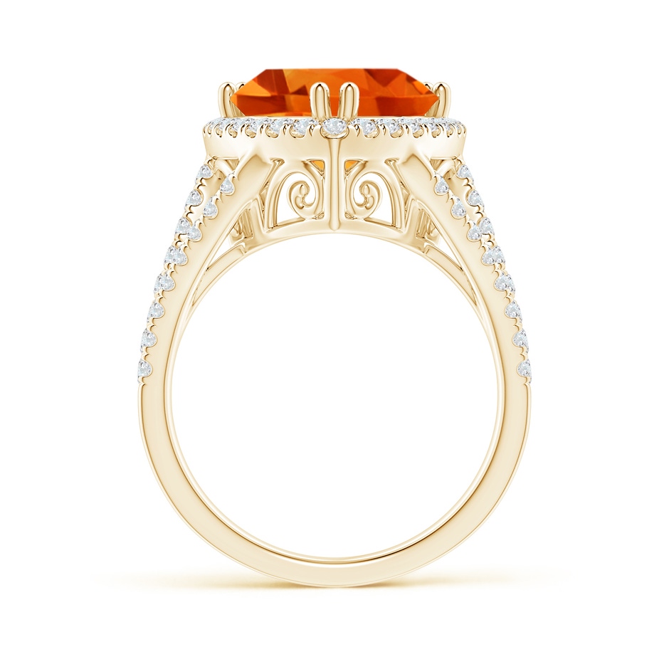 11mm AAAA Trillion Citrine Cocktail Ring with Diamond Accents in Yellow Gold side-1