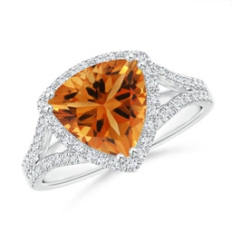 Trillion Citrine Halo Rings