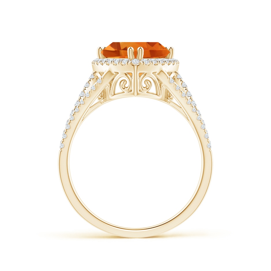 9mm AAA Trillion Citrine Cocktail Ring with Diamond Accents in Yellow Gold side-1